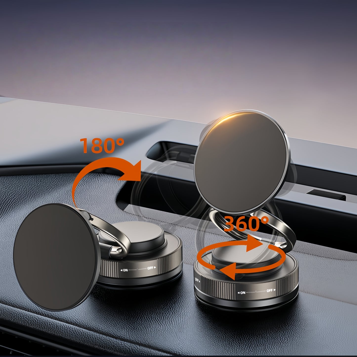 2025 Magnetic Car Phone Holder with Strong Suction Cup, 360° Adjustable Dashboard Mount for All Smartphones