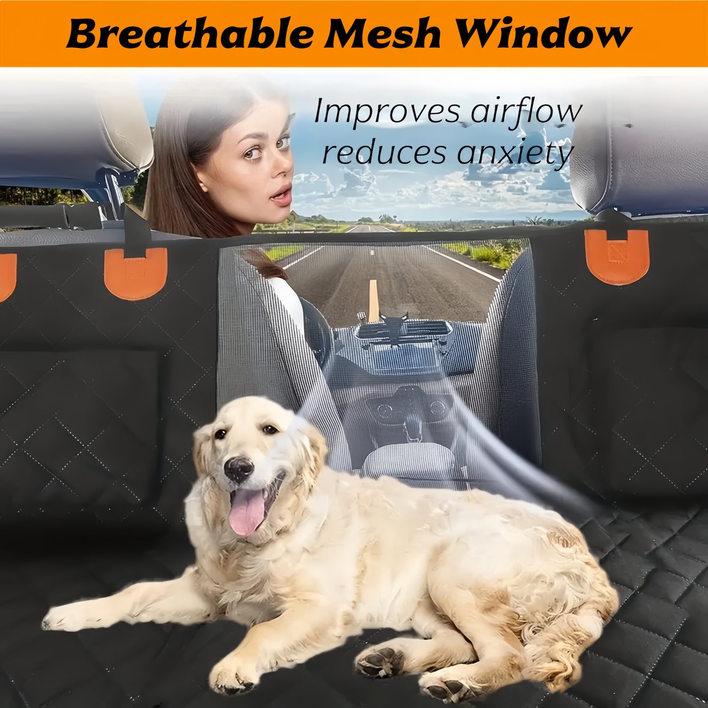 Heavy Duty Waterproof Pet Car Seat Cover Hammock with Mesh Window – Universal Fit Dog Back Seat Protector