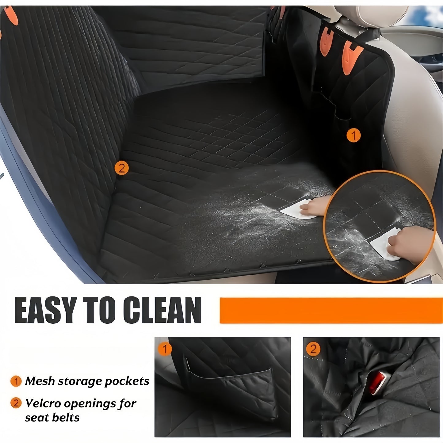 Heavy Duty Waterproof Pet Car Seat Cover Hammock with Mesh Window – Universal Fit Dog Back Seat Protector