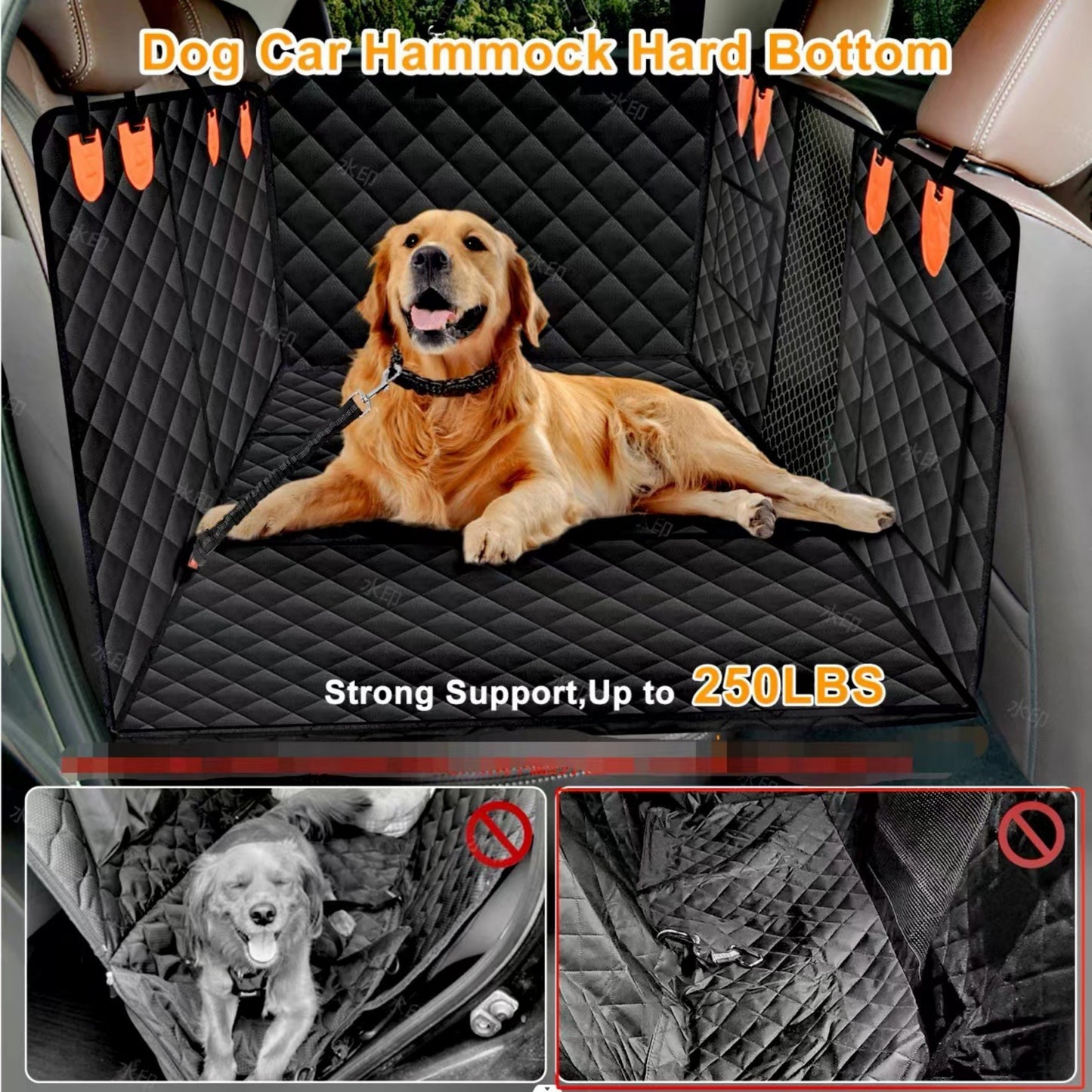 Heavy Duty Waterproof Pet Car Seat Cover Hammock with Mesh Window – Universal Fit Dog Back Seat Protector