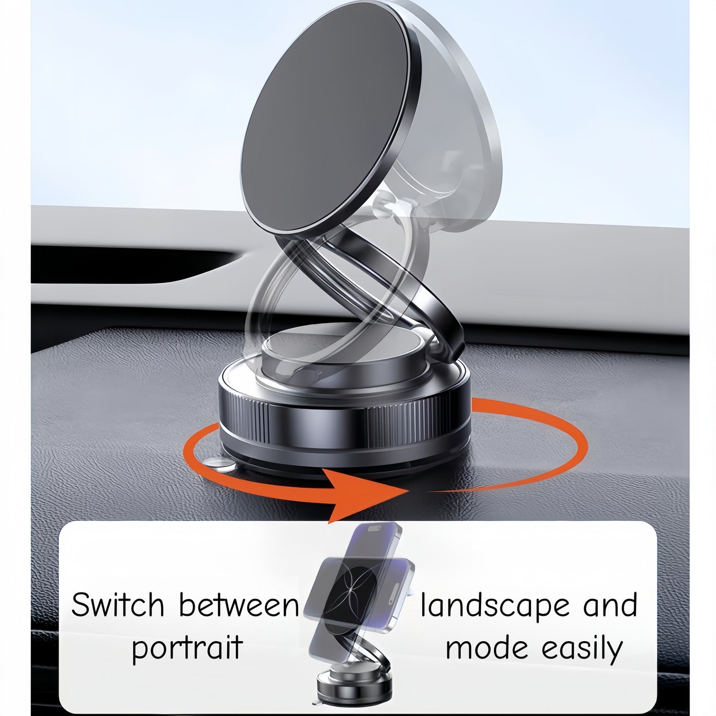 2025 Magnetic Car Phone Holder with Strong Suction Cup, 360° Adjustable Dashboard Mount for All Smartphones