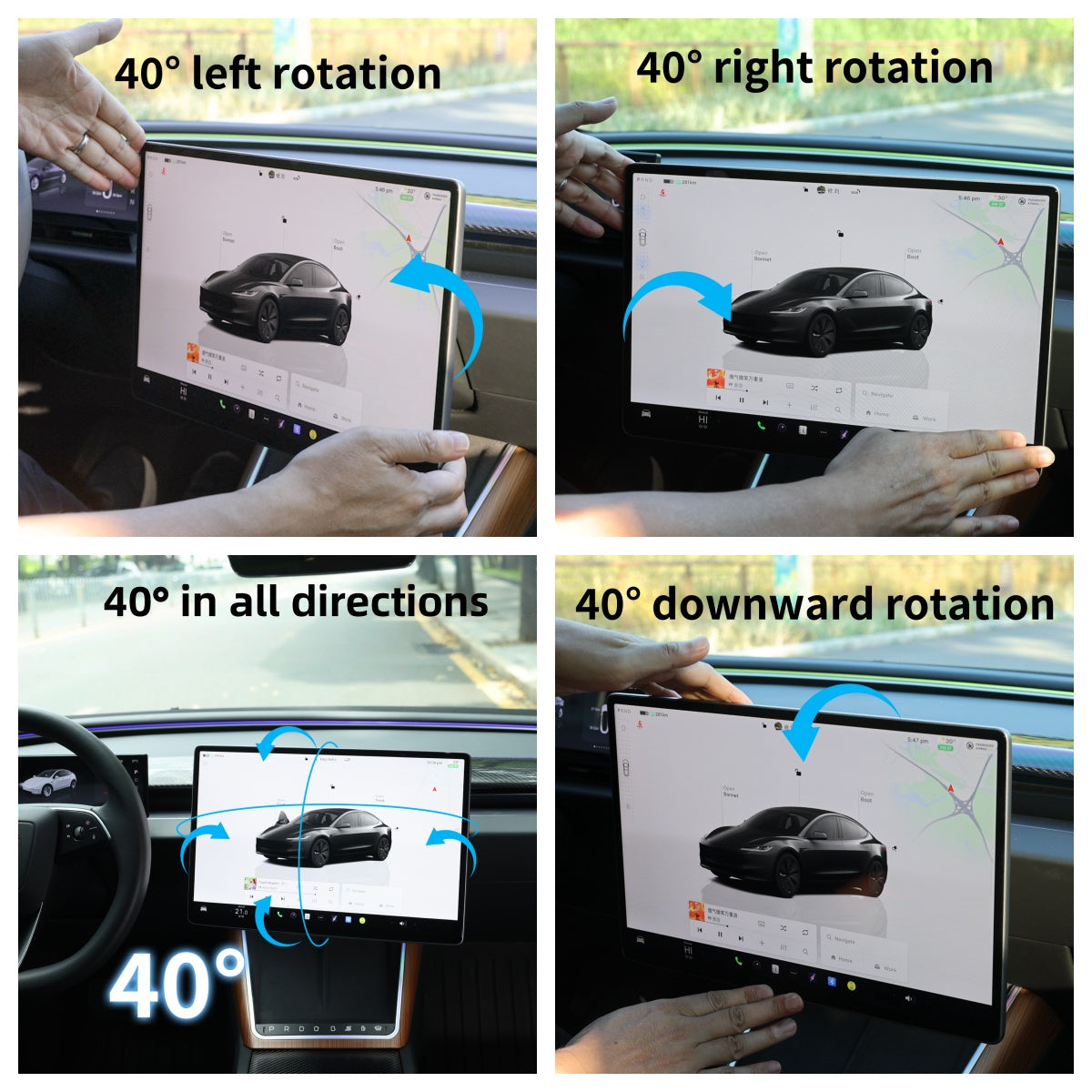 40° Adjustable Rotating Screen Mount for 2021-2023 Model 3