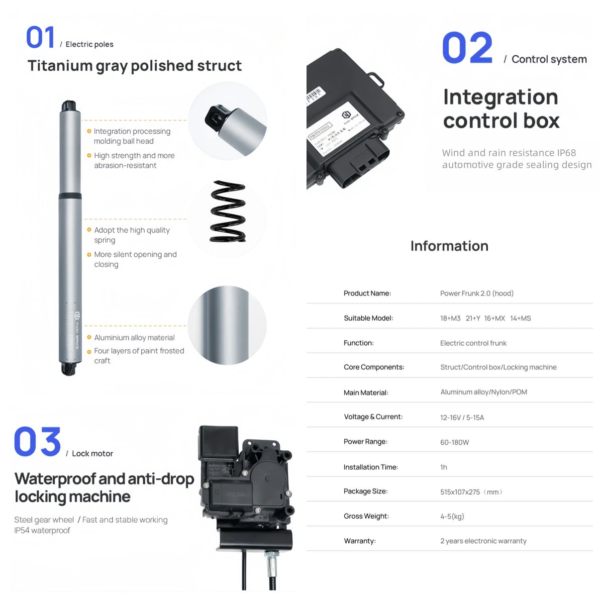 Power Frunk 2.0 – Silent, Smart & Plug-and-Play Compatible with 2024-2025 Tesla Model 3 Highland