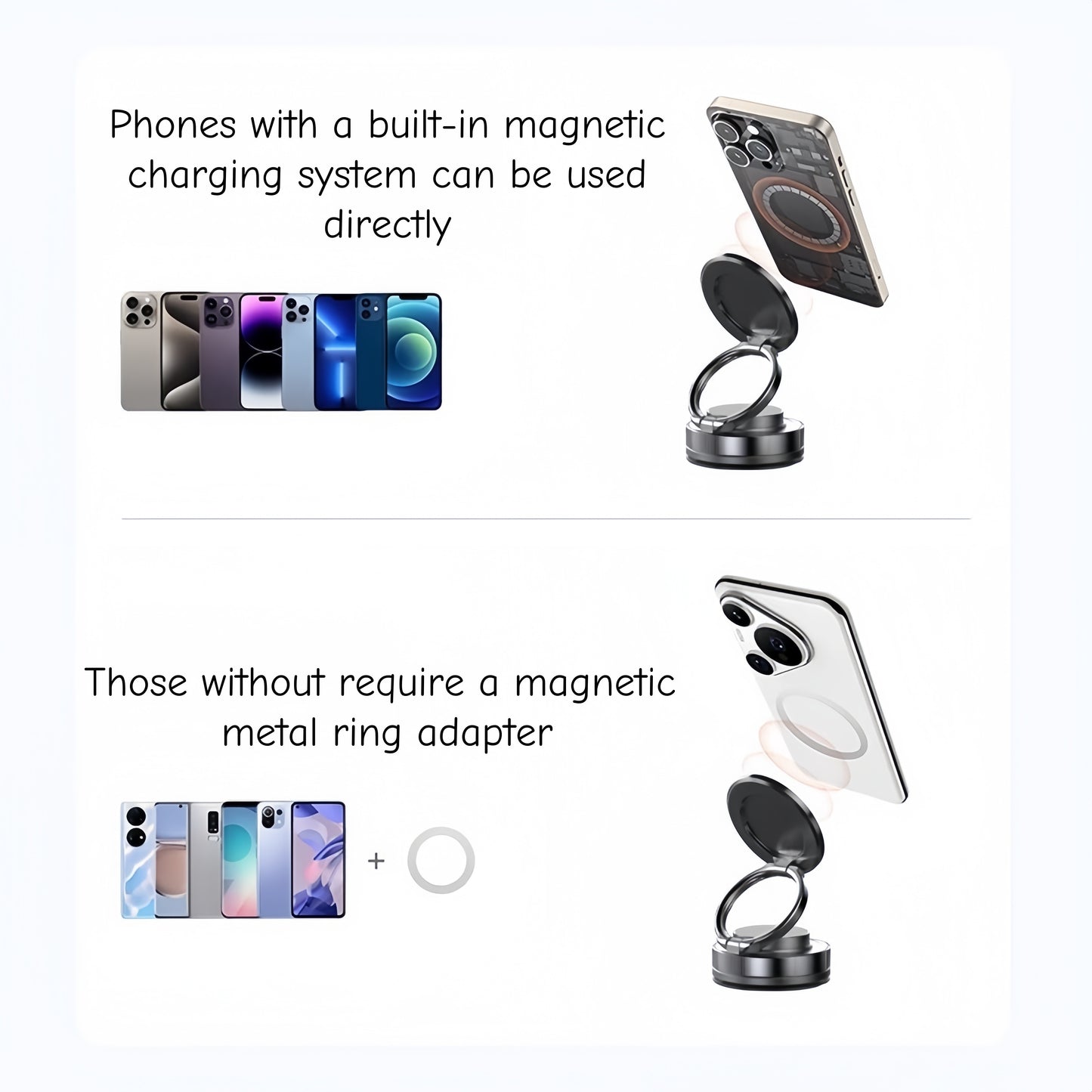 2025 Magnetic Car Phone Holder with Strong Suction Cup, 360° Adjustable Dashboard Mount for All Smartphones