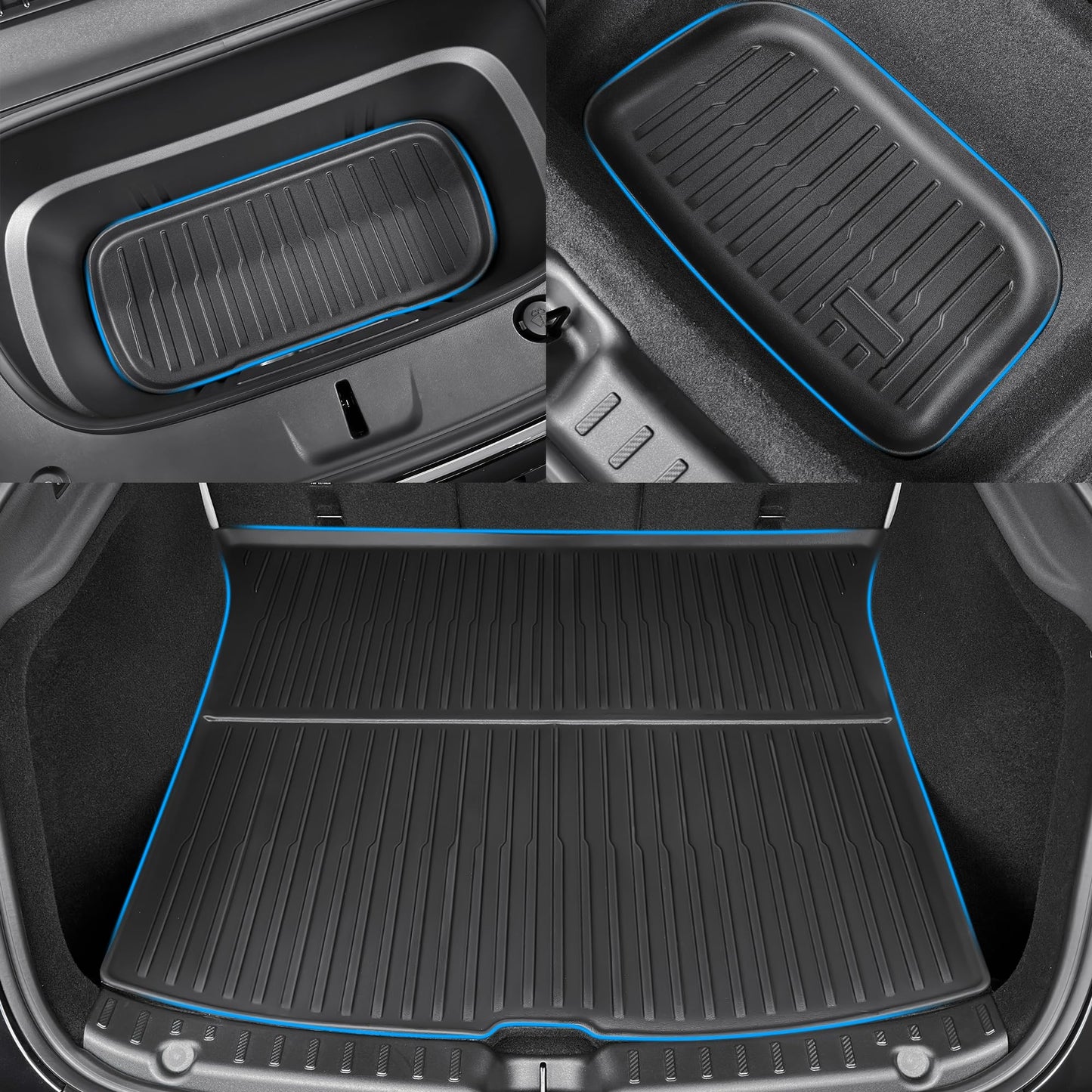 Trunk Liners All-Weather Mats for Tesla Model Y 2025 – 3PCs Set (Front & Rear Storage Mats)