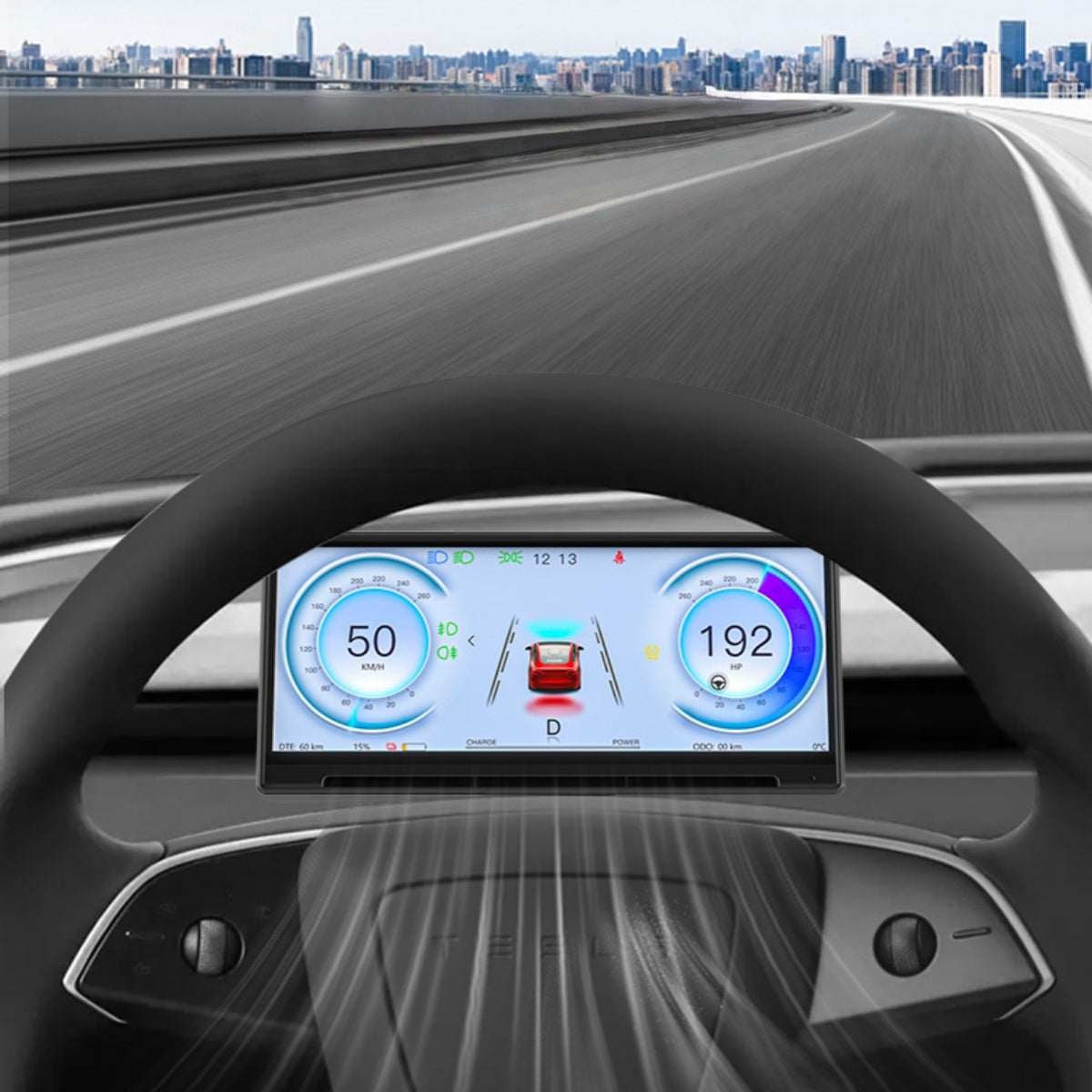 9" Curved Dashboard Monitor with CarPlay, Android Auto, Front Camera & OTA – Fits 2021-2023 Model 3 / 2021-2024 Model Y