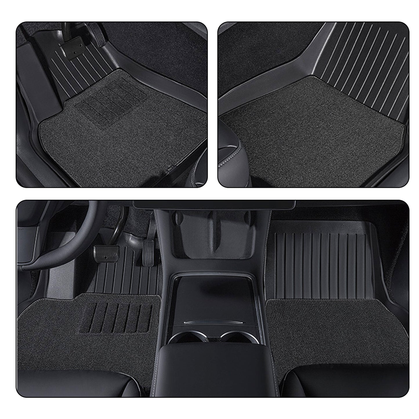 Heavy-Duty All-Weather Floor Mats for Tesla Model Y (2021-2024) – TPE 3PCs/6PCs