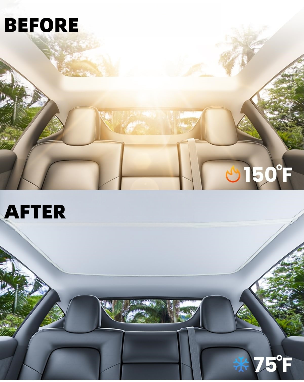 Car Glass Roof Sunshade Compatible with 2025–2026 Model Y (Juniper) | Foldable Heat-Blocking Sunroof Cover