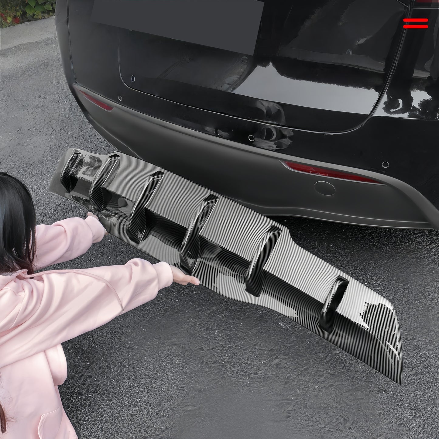 Sport Rear Diffuser for 2021–2024 Model Y – ABS Rear Bumper Lip, Aerodynamic Spoiler Upgrade