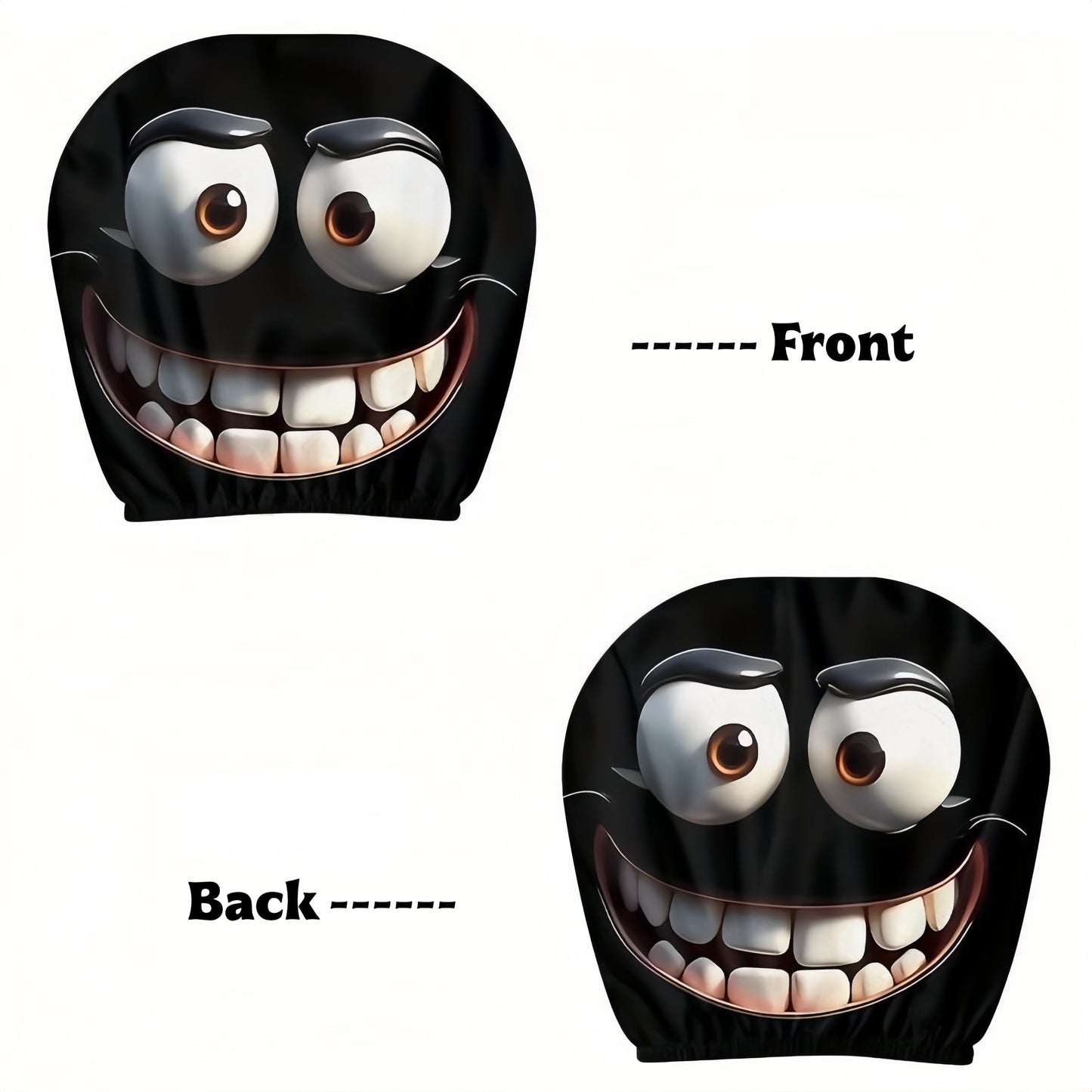 2PCS Funny Big-Eyed Cartoon Car Seat Headrest Covers – Universal Fit, Holiday Fun!