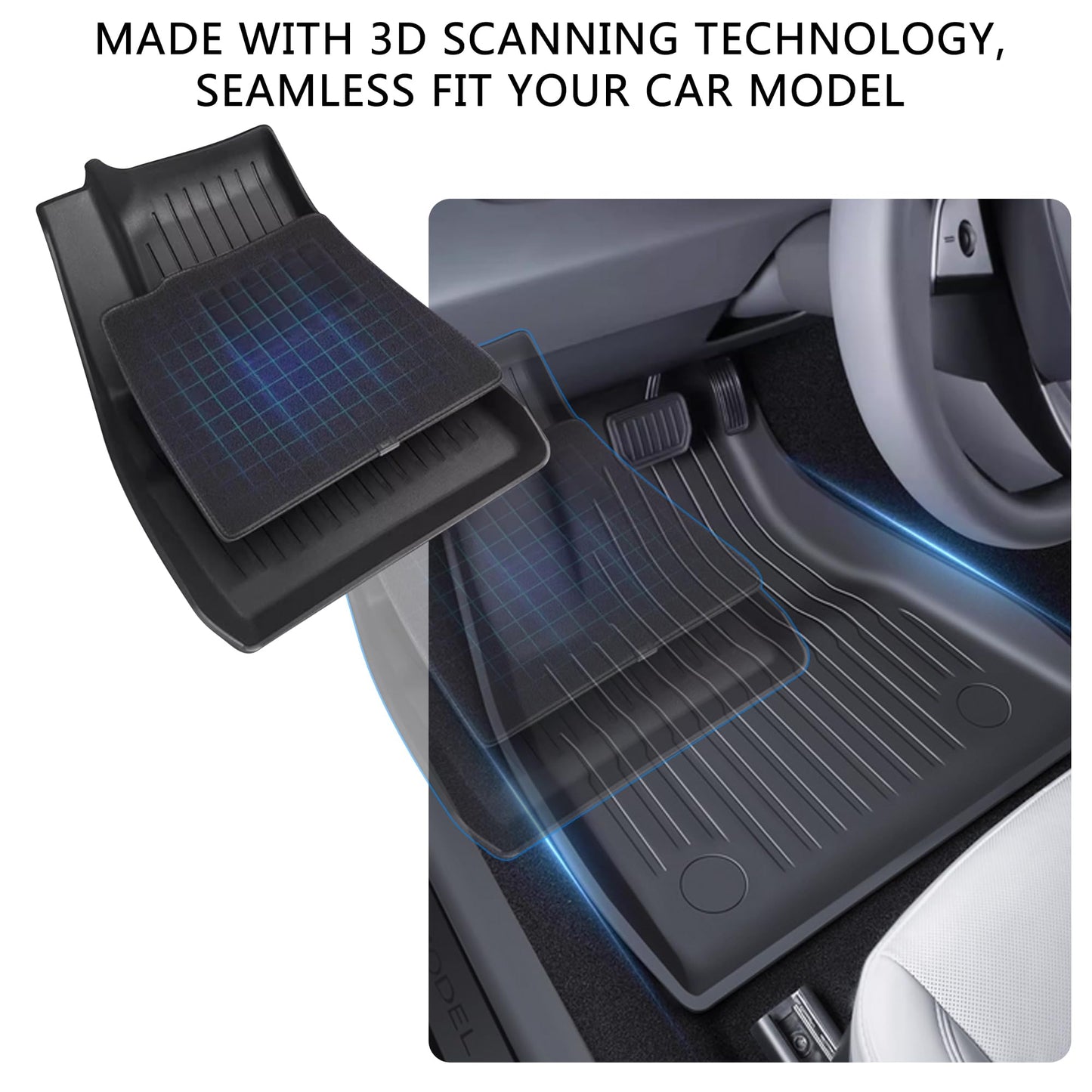 Upgraded All-Weather Floor Mats for 2024 Tesla Model 3 Highland – TPE 3PCs/6PCs