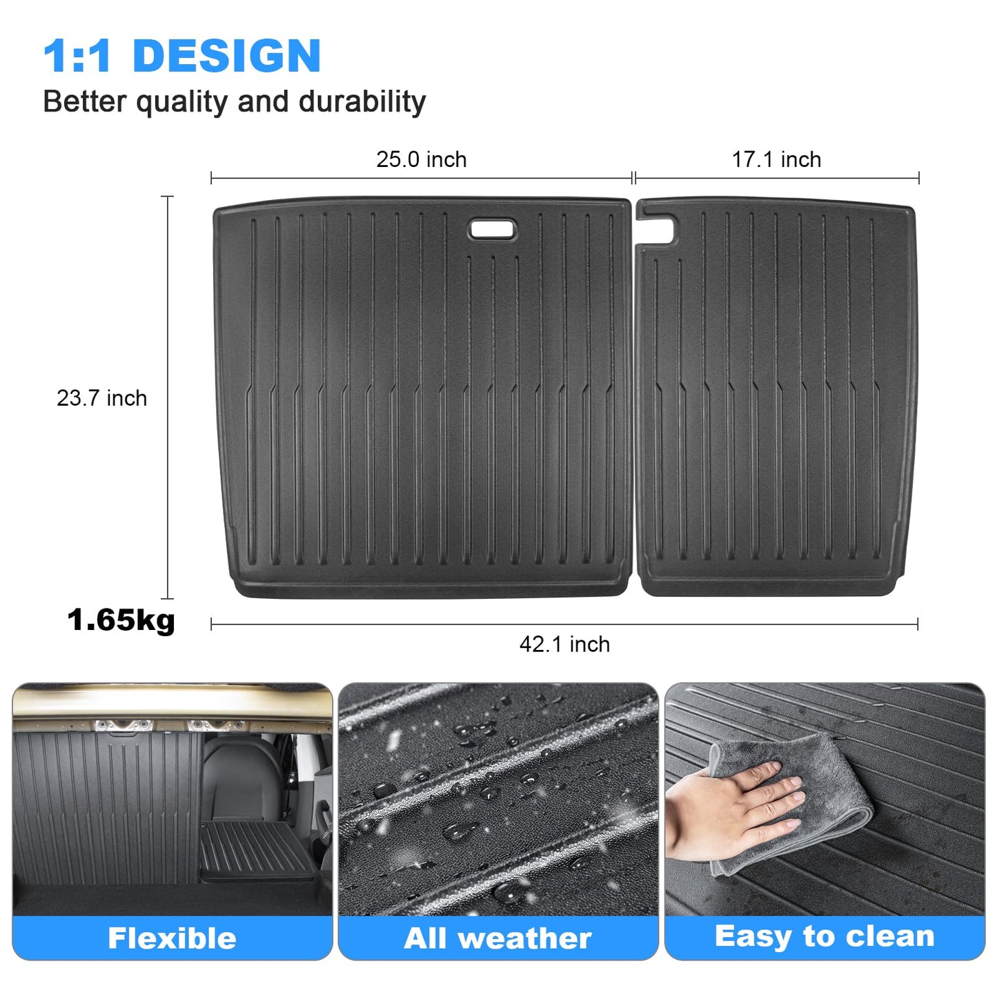 Rear Seat Protector for 2024-2025 Model 3 2PC Waterproof Backrest Covers (Durable TPE) for 5-Seater