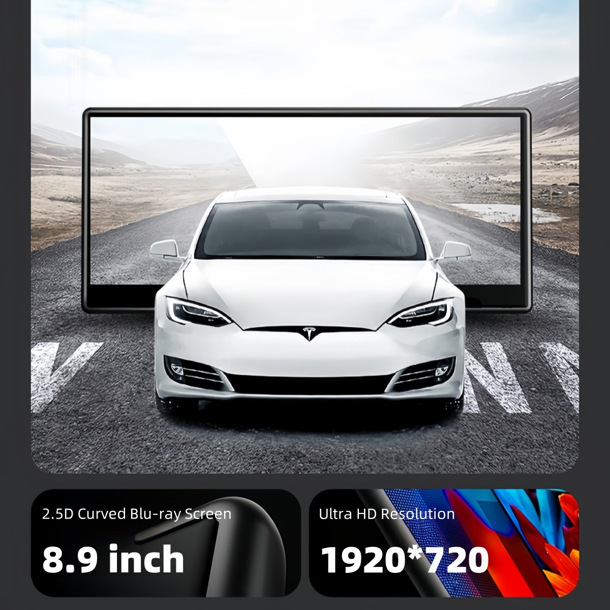 9" Curved Dashboard Monitor with CarPlay, Android Auto, Front Camera & OTA – Fits 2021-2023 Model 3 / 2021-2024 Model Y