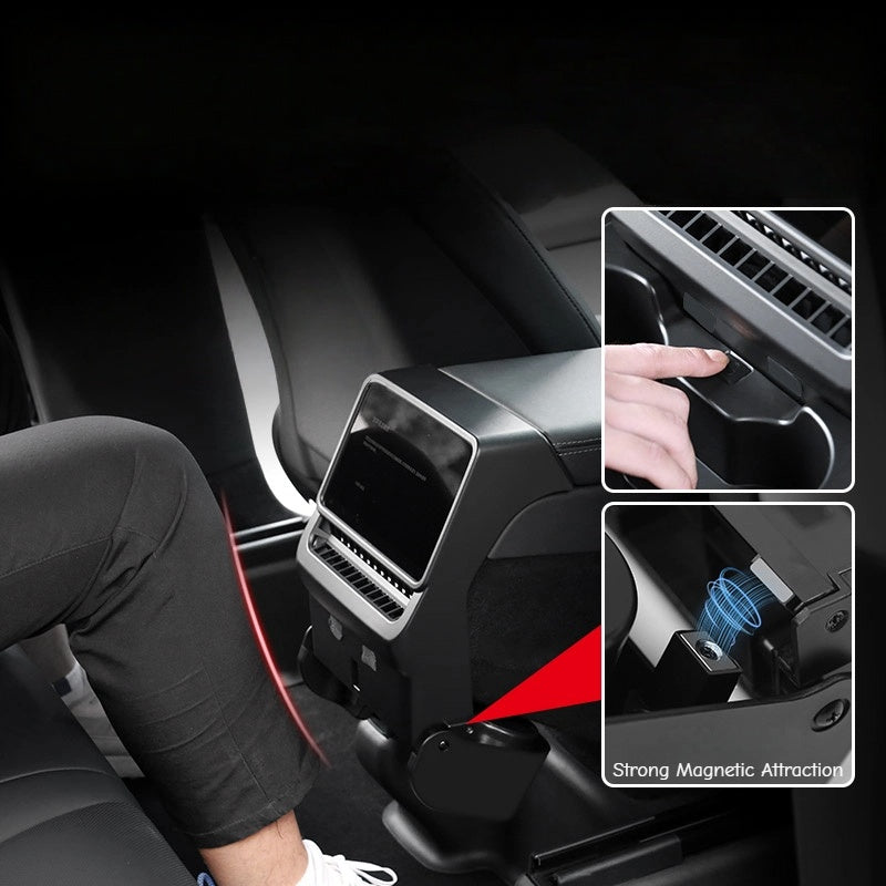 Foldable Rear Cup Holder & Screen Organizer for Model Y Juniper 2025+ & Model 3 Highland 2024+