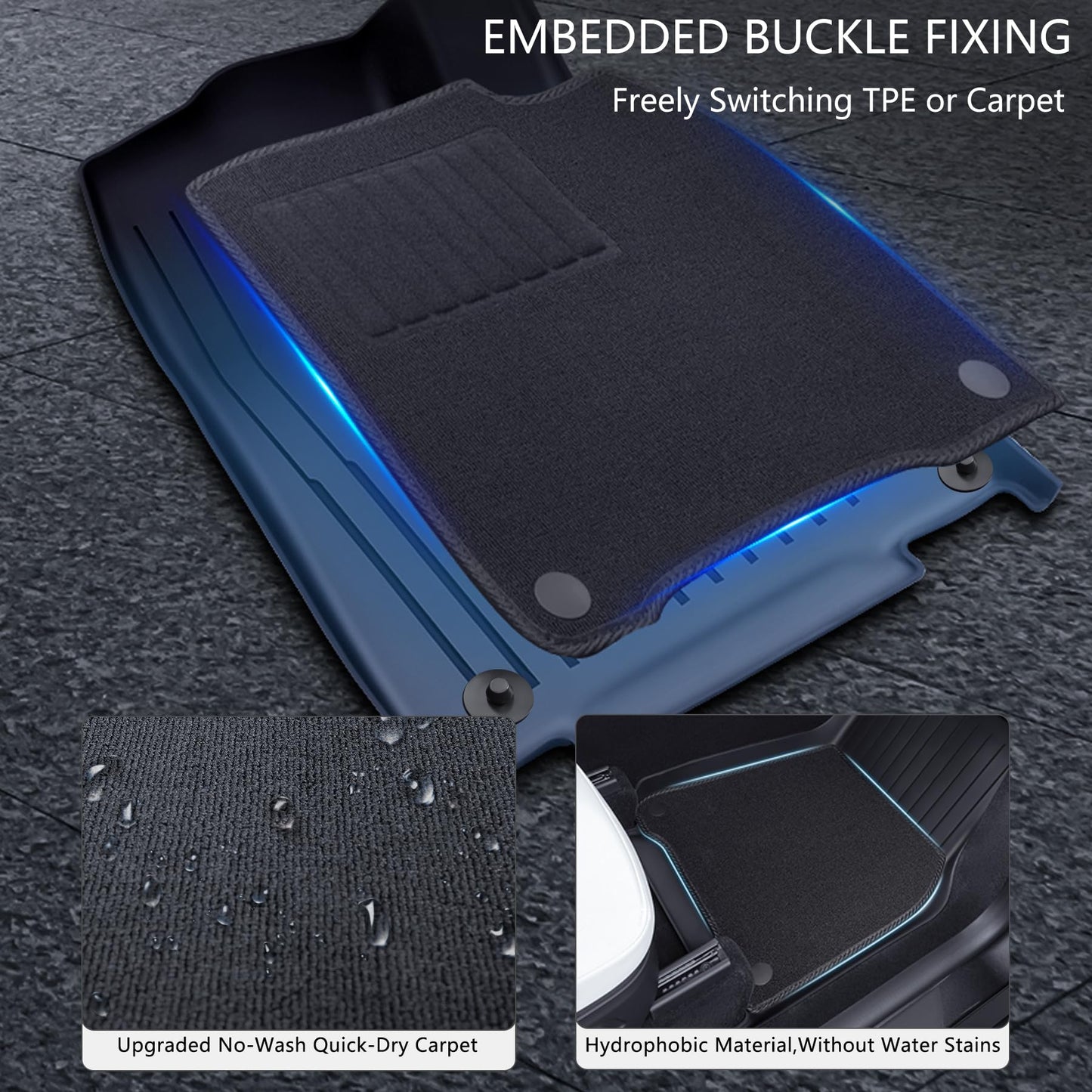 All-Weather Floor Mats – TPE 3PCs/6PCs Set for 2025 Tesla Model Y Juniper
