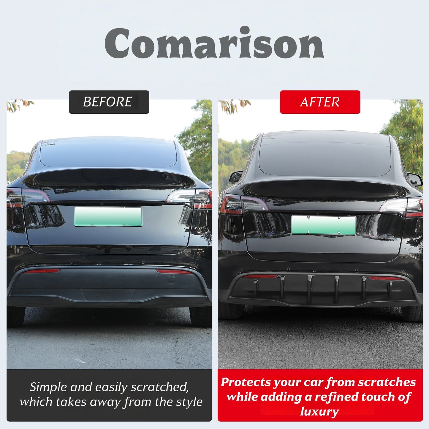Sport Rear Diffuser for 2021–2024 Model Y – ABS Rear Bumper Lip, Aerodynamic Spoiler Upgrade