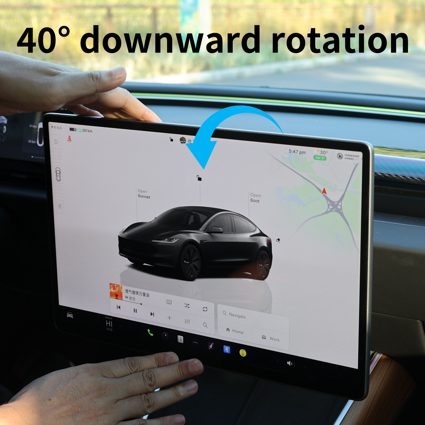 40° Adjustable Rotating Screen Mount for 2021-2024 Model Y