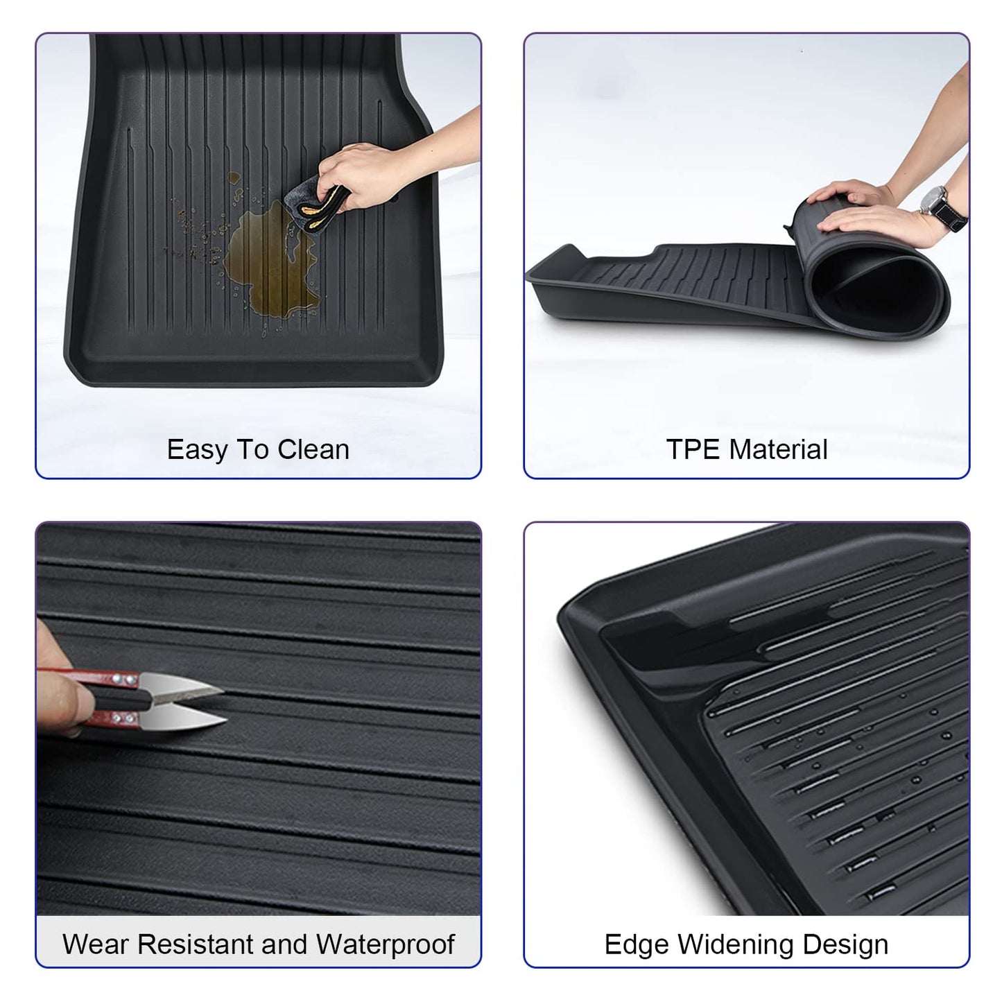 Premium All-Weather Floor Mats for Tesla Model 3 (2021-2023) – TPE 3PCs or 6PCs Set