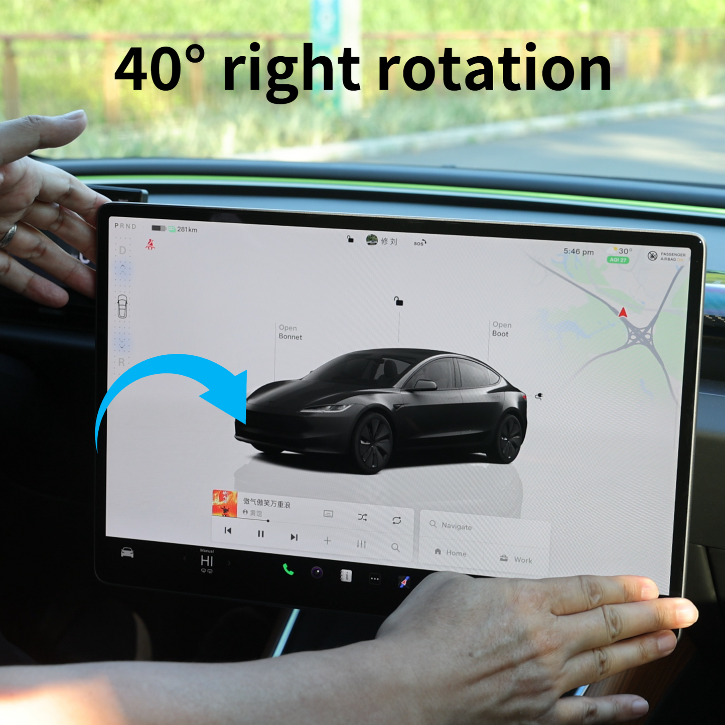 40° Adjustable Rotating Screen Mount for 2021-2024 Model Y
