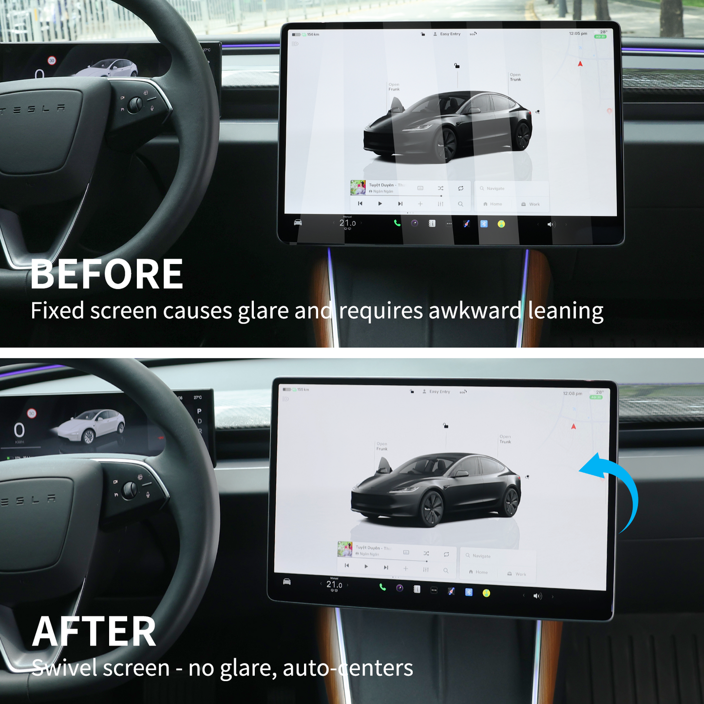 40° Adjustable Rotating Screen Mount for 2021-2024 Model Y