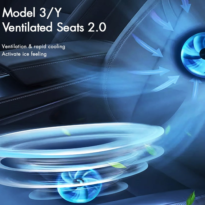 Ventilated 2.0 Upgraded Cooling Seat Cushion – 3-Speed Airflow & Breathable Cover Compatible with 2021-2024 Tesla Model Y