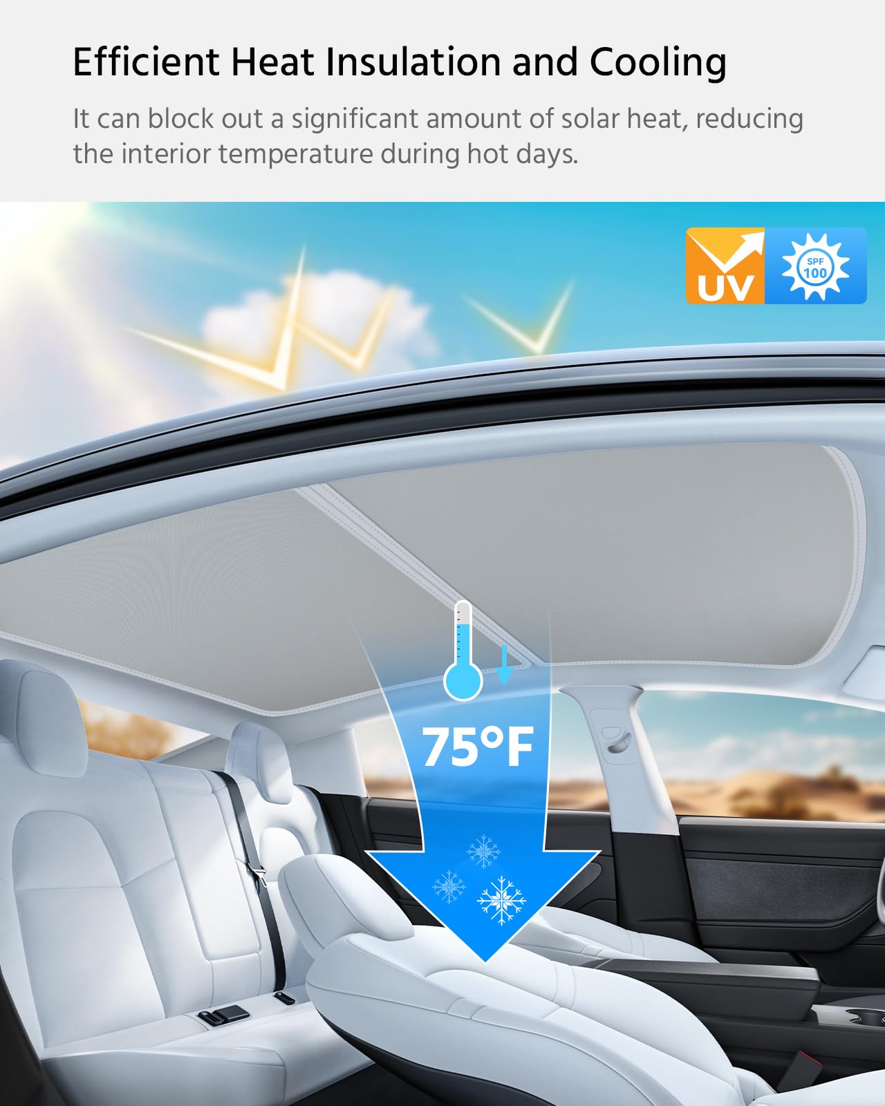 Ice Crystal Upgrade Premium UV-Blocking Sunroof Shade for Tesla Model Y (2021-2024)