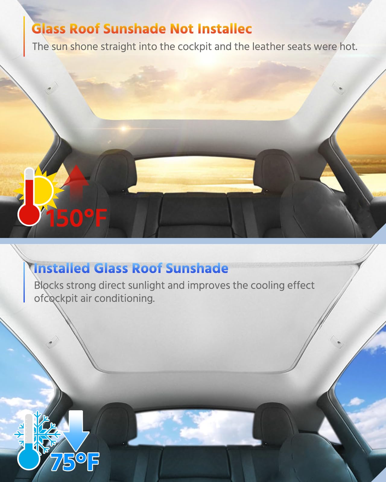 Ice Crystal Upgrade Premium UV-Blocking Sunroof Shade for Tesla Model Y (2021-2024)