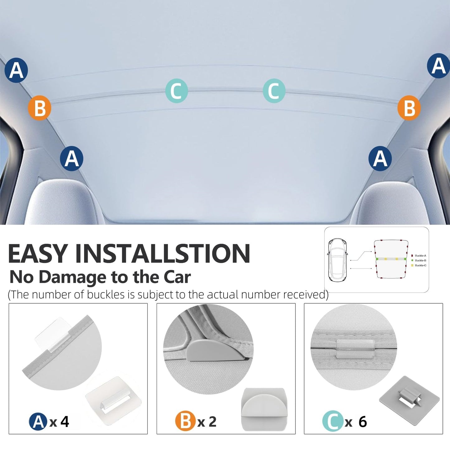 Car Roof Sunshade Compatible with 2021–2023 Model 3 | Heat-Blocking Nano Coated Glass Roof Shade