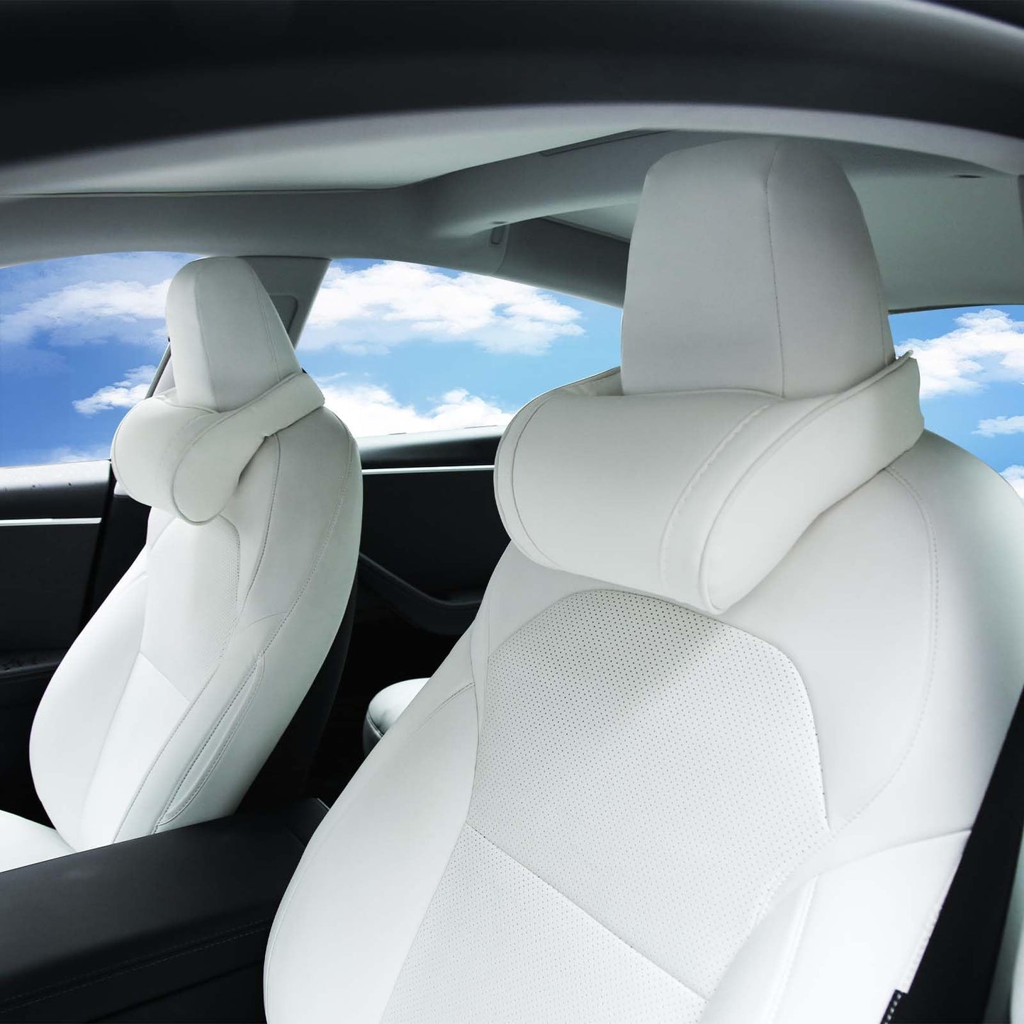 Universal Leather Neck Pillows (Set of 2) – Memory Foam Headrest for Car Seats