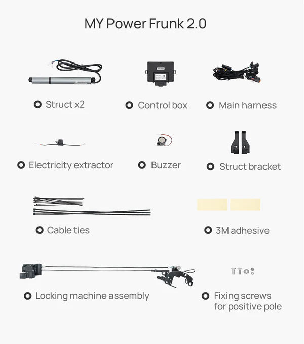 Upgraded Power Frunk 2.0 – Hands-Free, Noiseless & Secure Compatible with 2025 Tesla Model Y Juniper
