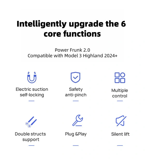 Power Frunk 2.0 – Silent, Smart & Plug-and-Play Compatible with 2024-2025 Tesla Model 3 Highland