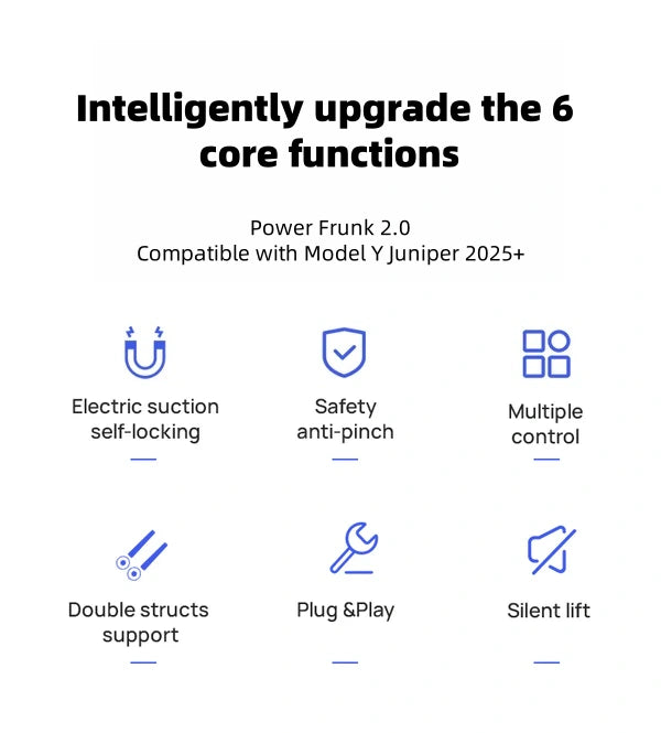 Upgraded Power Frunk 2.0 – Hands-Free, Noiseless & Secure Compatible with 2025 Tesla Model Y Juniper