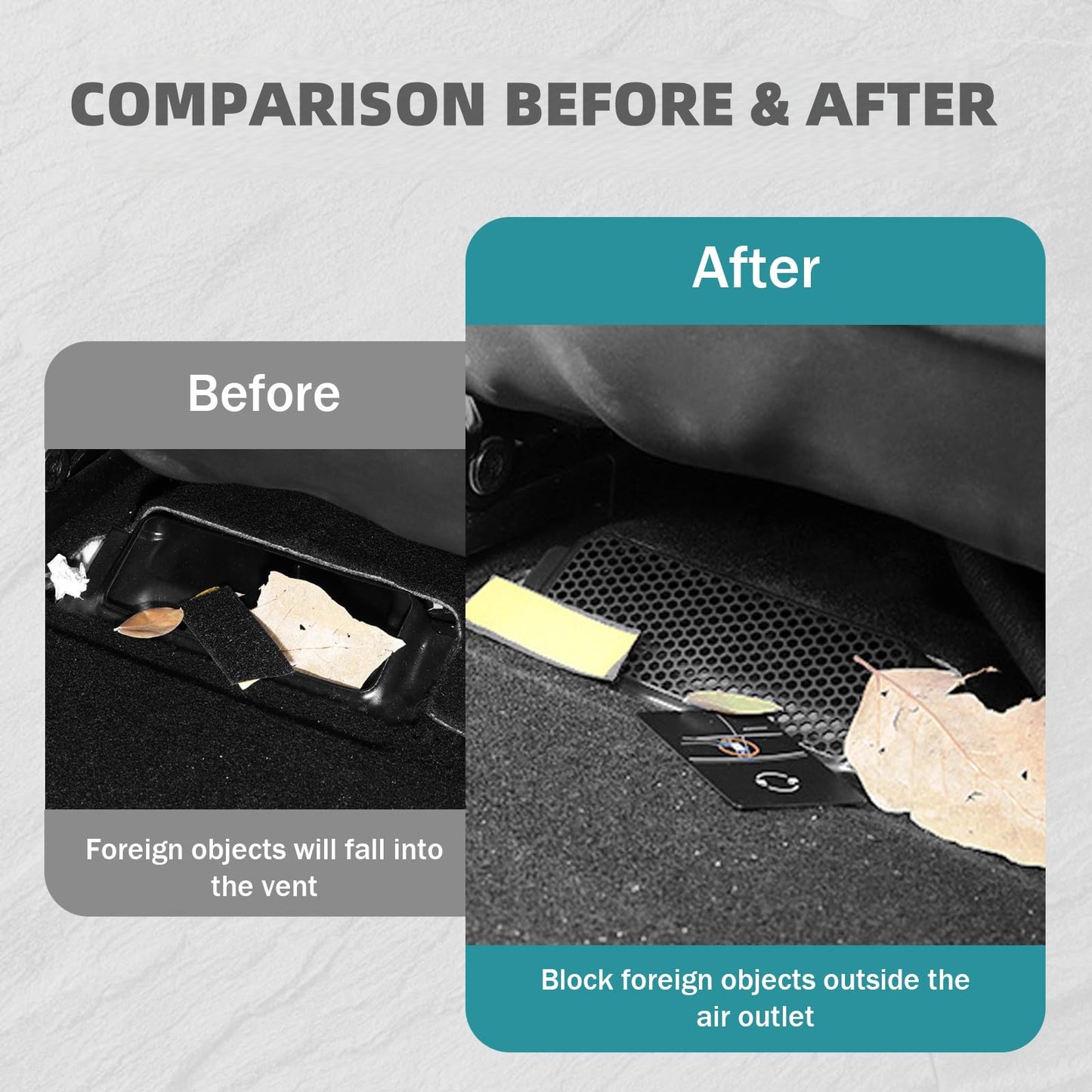 Under Seat Air Vent Cover for Model 3 (2021-2023) - ABS Rear Vent Protector