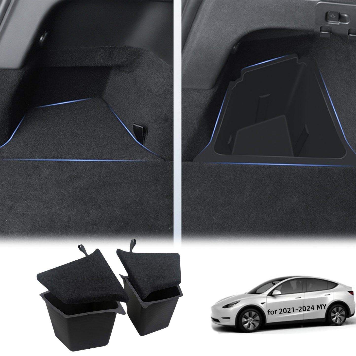 Rear Trunk Side Storage Organizer for 2021–2024 Model Y (5-Seater Only)