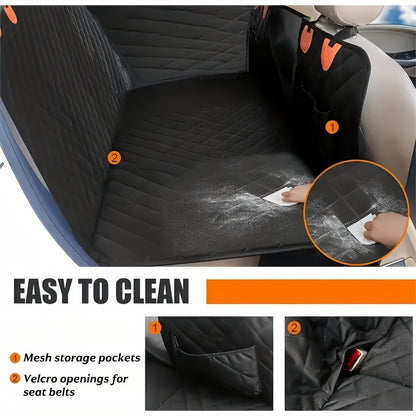 Heavy Duty Waterproof Pet Car Seat Cover Hammock with Mesh Window – Universal Fit Dog Back Seat Protector