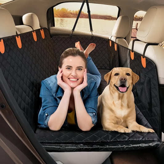 Heavy Duty Waterproof Pet Car Seat Cover Hammock with Mesh Window – Universal Fit Dog Back Seat Protector