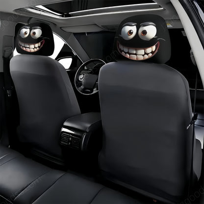 2PCS Funny Big-Eyed Cartoon Car Seat Headrest Covers – Universal Fit, Holiday Fun!