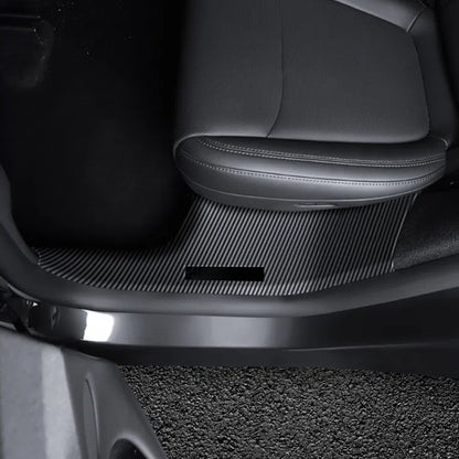 2025 Model Y Juniper door sill cover with carbon fiber texture to enhance interior style and protect against daily damage