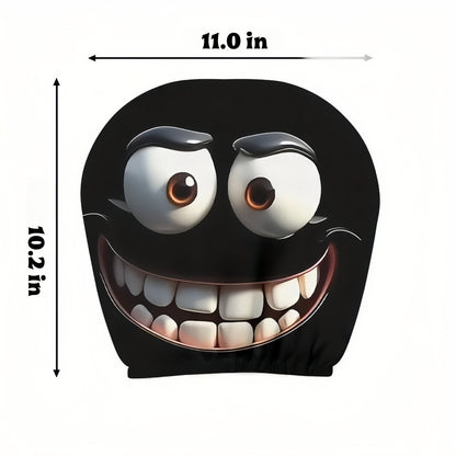 2PCS Funny Big-Eyed Cartoon Car Seat Headrest Covers – Universal Fit, Holiday Fun!