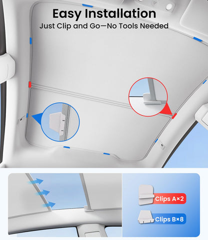 Foldable Sunroof Sunshades UV Heat Insulation for Model 3 2024+ Highland