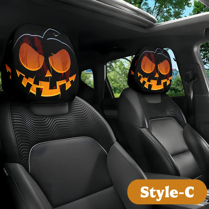 2PCS Funny Big-Eyed Cartoon Car Seat Headrest Covers – Universal Fit, Holiday Fun!