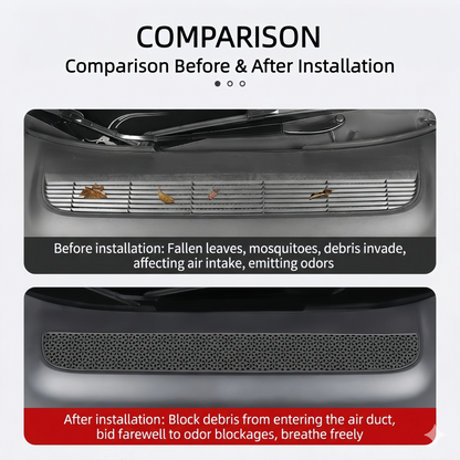 Juniper Model Y air intake grille cover providing HVAC protection while maintaining smooth and efficient airflow