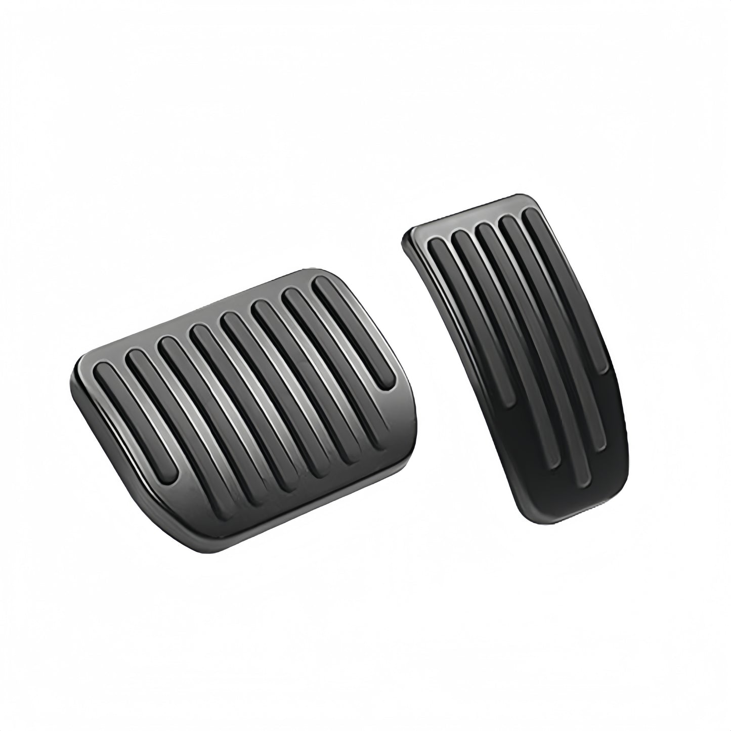 Anti-slip pedal covers with rubber inserts designed to improve driving control and comfort in Tesla Model 3 and Model Y