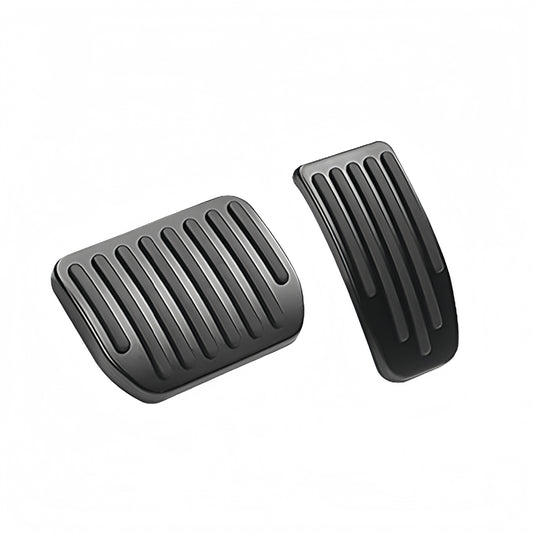 Anti-slip pedal covers with rubber inserts designed to improve driving control and comfort in Tesla Model 3 and Model Y