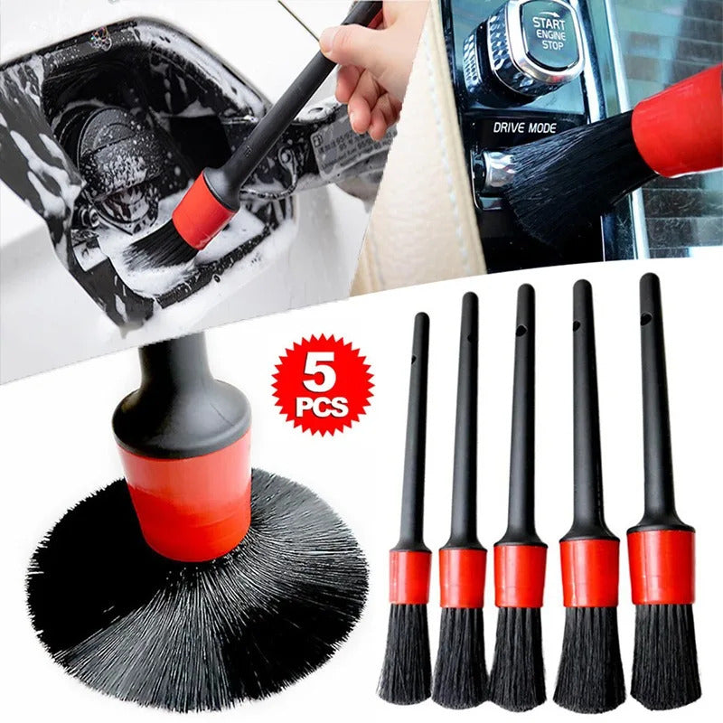 Boar hair car detailing brush with soft yet durable bristles designed for scratch-free cleaning on paint, leather, and trim