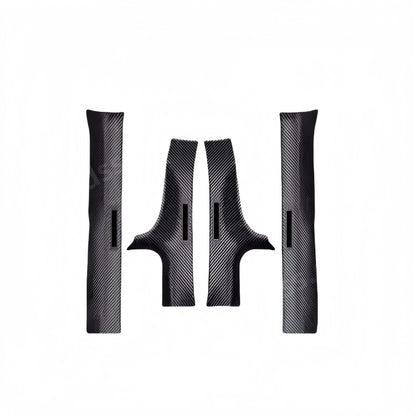 Carbon fiber door sill protector set designed for 2024–2025 Tesla Model 3 Highland, offering durable interior protection