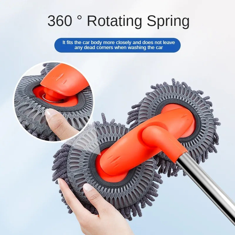 Chenille microfiber car wash brush mop head provides high water absorption and rich foam for effective vehicle washing