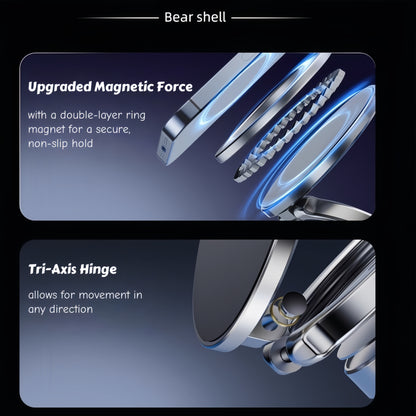 Compact and foldable car phone holder saves dashboard space while keeping your phone easily accessible