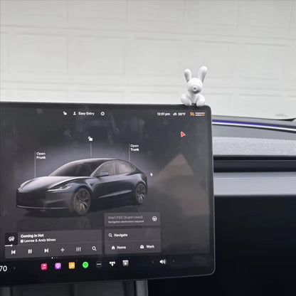 PVC dog ornament made with fade-resistant and odor-free materials, safe for long-term use in Tesla interiors