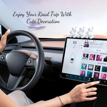 Small dashboard dog figurine compatible with Tesla Model Y Juniper, enhancing the interior with a playful touch